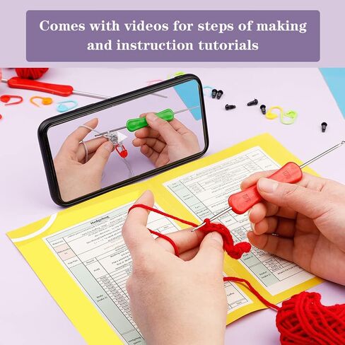 2 Set Crochet Kits, DIY Crochet Kit For Beginners, Cute Animal Kit Hedgehog and Rabbit Starter Pack With Yarn Balls, Crochet Hooks, Stitch Markers, Needles, Instruction, Accessories Kit for Beginners in Saudi Arabia