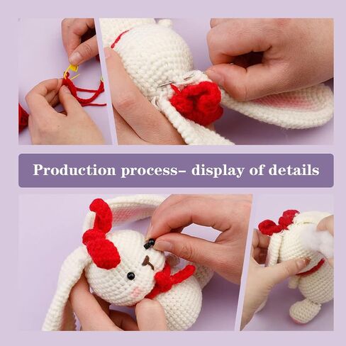 2 Set Crochet Kits, DIY Crochet Kit For Beginners, Cute Animal Kit Hedgehog and Rabbit Starter Pack With Yarn Balls, Crochet Hooks, Stitch Markers, Needles, Instruction, Accessories Kit for Beginners in Saudi Arabia