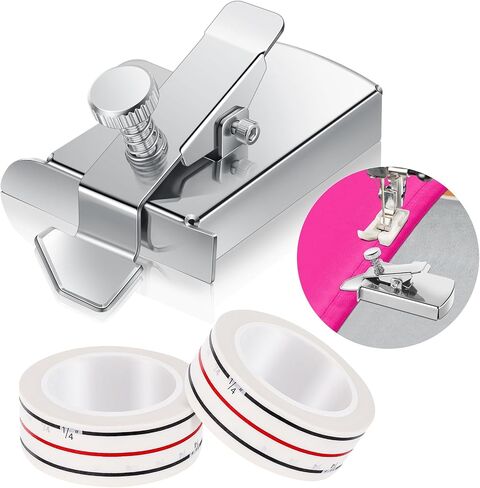 Threlaco 3 Pcs Magnetic Seam Guide for Sewing Machine(1) 1/4" Seam Diagonal Seam Tapes 10yard Each Roll(2), Sewing Supplies Magnetic Sewing Guide Sewing Accessories with Bias Tape Maker in Saudi Arabia