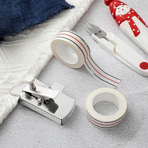 Threlaco 3 Pcs Magnetic Seam Guide for Sewing Machine(1) 1/4" Seam Diagonal Seam Tapes 10yard Each Roll(2), Sewing Supplies Magnetic Sewing Guide Sewing Accessories with Bias Tape Maker in Saudi Arabia
