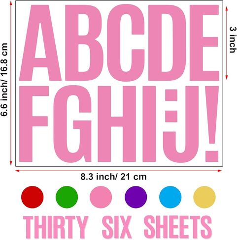 Bemeol 36 Sheets Letter Stickers 3 Inch Vinyl Letters Alphabet Stickers Self Adhesive Stick on Letters for School Office Home Bulletin Boards Mailbox Decor(Black,3Inch) in Saudi Arabia