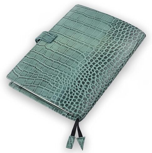 Genuine Leather a5 Planner Cover Personal Organizer, Compatible with Stalogy Hobonichi A5 Size Planner Notebooks (Croco-Light Blue) in Saudi Arabia