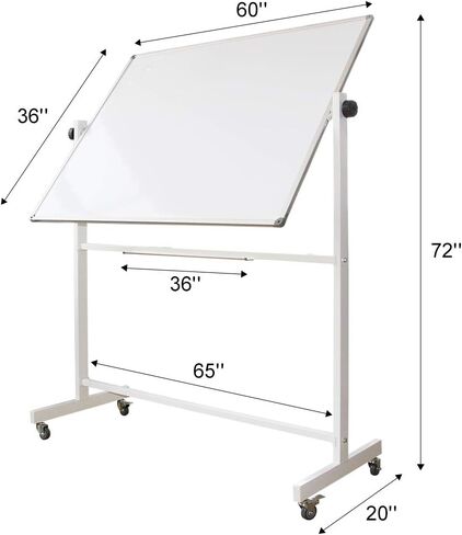 DEVELOP Magnetic Mobile White Board with Stand, 60 x 36 Inches, Large Rolling Double Sided Dry Erase Board on Wheels, Writing Standing Whiteboard Easel Easy Flip for Home, Office & School in Saudi Arabia