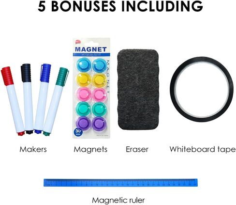 DEVELOP Magnetic Mobile White Board with Stand, 60 x 36 Inches, Large Rolling Double Sided Dry Erase Board on Wheels, Writing Standing Whiteboard Easel Easy Flip for Home, Office & School in Saudi Arabia
