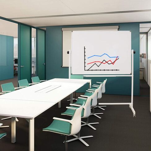 DEVELOP Magnetic Mobile White Board with Stand, 60 x 36 Inches, Large Rolling Double Sided Dry Erase Board on Wheels, Writing Standing Whiteboard Easel Easy Flip for Home, Office & School in Saudi Arabia