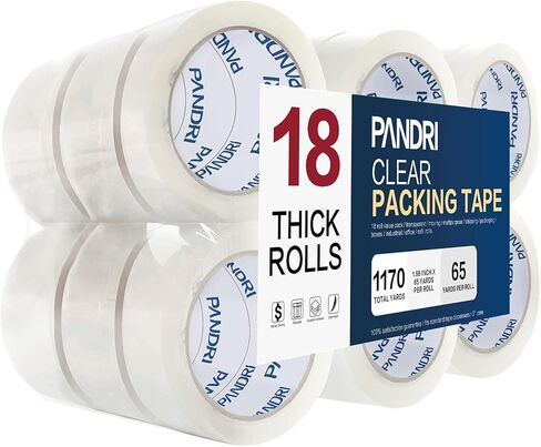 PANDRI Packing Tape, 12 Rolls Heavy Duty Clear Packaging Tape for Shipping Packaging Moving Sealing, 1.88 inches Wide, 65 Yards Per Roll, Total 780 Yards in Saudi Arabia
