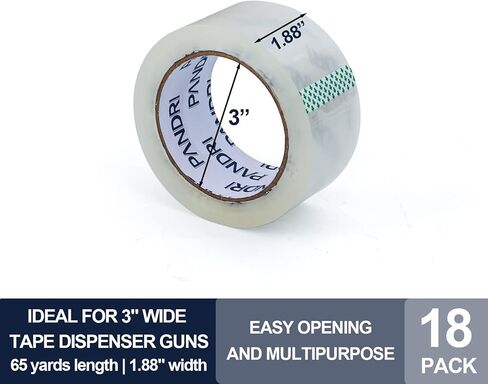 PANDRI Packing Tape, 12 Rolls Heavy Duty Clear Packaging Tape for Shipping Packaging Moving Sealing, 1.88 inches Wide, 65 Yards Per Roll, Total 780 Yards in Saudi Arabia