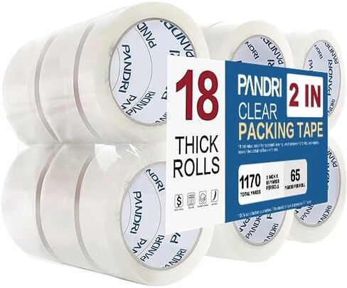 PANDRI Packing Tape, 12 Rolls Heavy Duty Clear Packaging Tape for Shipping Packaging Moving Sealing, 1.88 inches Wide, 65 Yards Per Roll, Total 780 Yards in Saudi Arabia