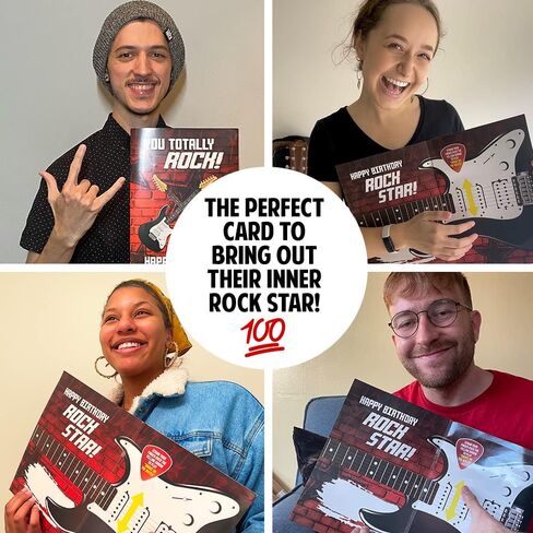 Interactive Music Birthday Card Electric Guitar - Musical Birthday Cards for Men, Unique Gift for Guitar Players, Musician Friends & Son, 'Smoke on The Water' Playable Instrument Card (Black Lg) in Saudi Arabia