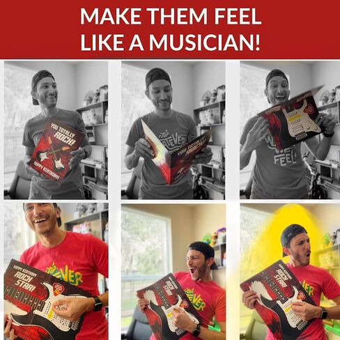 Interactive Music Birthday Card Electric Guitar - Musical Birthday Cards for Men, Unique Gift for Guitar Players, Musician Friends & Son, 'Smoke on The Water' Playable Instrument Card (Black Lg) in Saudi Arabia