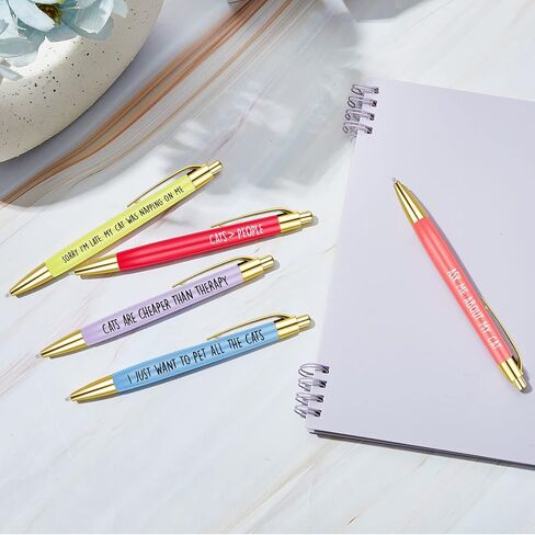 10 Pcs Pet Lovers Pens, Cat Dog Lovers Ballpoint Pens Cat Lovers Pens Set with Funny Phrase, Black Ballpoint Pens for Everyday Use, Cute Gifts for Him Her Who Loves Cats Dogs Pets Animals (Cat) in Saudi Arabia