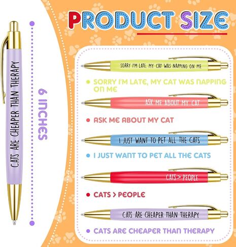 10 Pcs Pet Lovers Pens, Cat Dog Lovers Ballpoint Pens Cat Lovers Pens Set with Funny Phrase, Black Ballpoint Pens for Everyday Use, Cute Gifts for Him Her Who Loves Cats Dogs Pets Animals (Cat) in Saudi Arabia