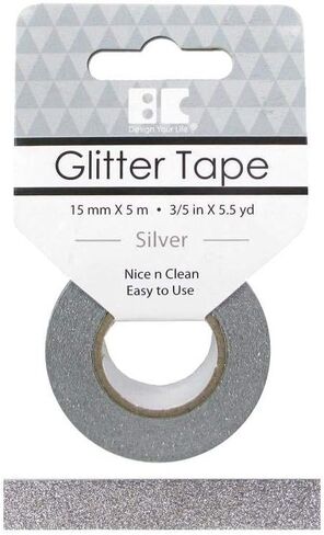 Best Creation GTS001 Glitter Tape, 15mm by 5m, Silver in Kuwait