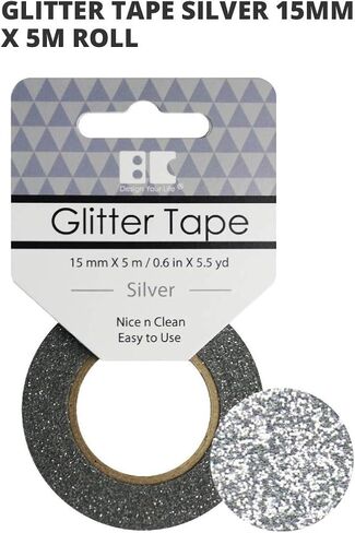 Best Creation GTS001 Glitter Tape, 15mm by 5m, Silver in Kuwait