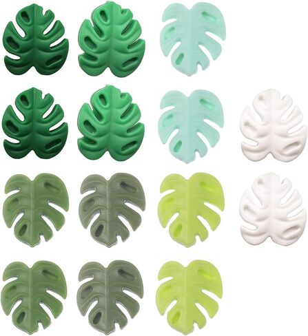 14PCS Turtle Leaf Silicone Beads, Cartoon Turtle Leaf Silicone Focal Beads, Green Plant Silicone Beads for Keychain Making, Loose Beads Bulk for Pens DIY Handicrafts Necklace Bracelet Lanyard Pendants in Saudi Arabia