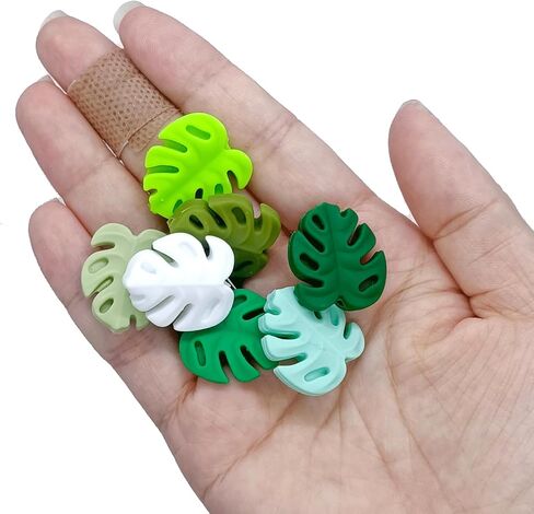 14PCS Turtle Leaf Silicone Beads, Cartoon Turtle Leaf Silicone Focal Beads, Green Plant Silicone Beads for Keychain Making, Loose Beads Bulk for Pens DIY Handicrafts Necklace Bracelet Lanyard Pendants in Saudi Arabia