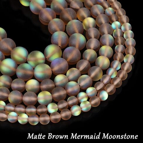 Matte White Aurora Crystal Glass Beads, 8MM Frosted Glitter Shining Mermaid Round Loose Beads, Rainbow Holographic Synthetic Moonstone for Jewelry Making DIY Bracelet in Kuwait