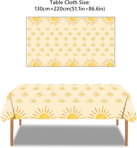 مفارش طاولة لحفلات أعياد الميلاد من Dohia Boho تحت عنوان Sunshine ديكورات حفلات Boho ديكورات الحفلات الأولى مستوحاة من الشمس ديكورات عيد ميلاد Boho Hippie Sunshine Sun Baby Shower لوازم الحفلات ديكورات ST4-TYZB in Kuwait