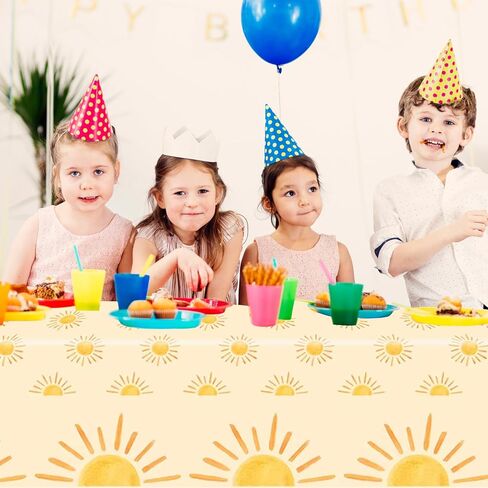 مفارش طاولة لحفلات أعياد الميلاد من Dohia Boho تحت عنوان Sunshine ديكورات حفلات Boho ديكورات الحفلات الأولى مستوحاة من الشمس ديكورات عيد ميلاد Boho Hippie Sunshine Sun Baby Shower لوازم الحفلات ديكورات ST4-TYZB in Kuwait