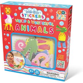 BUDDY & BARNEY Weird & Wonderful Animals Bath Stickers, Animal Foam Stickers Bath Toy for Children 3+, Pack of 32 Reusable Stickers, Bathtub, Tub, Shower, Boys, Girls, Kids