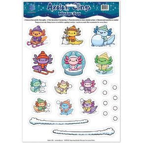 Axolotl in Costume Peel and Place Clings - Great for Decorating Windows, Water Bottles, Lockers, and Notebooks - 12"x17" Sheet (Axolotl Clings)