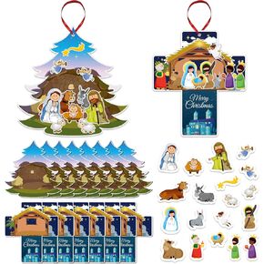 24PCS Make a Nativity Scene Stickers for Kids Religious Christmas Nativity Sticker Crafts School Classroom Nativity Activities for Kids Funny Christmas Crafts for Nativity Party Decorations