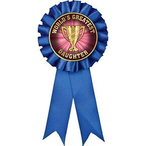 Worlds Greatest Daughter Blue Rosette Ribbon Award, Worlds Greatest Daughter Blue Rosette Trophy Ribbon Prize, Prime