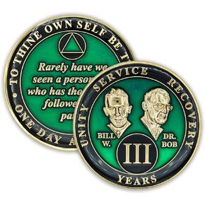 3 Year Sobriety Coin | Founders Triplate AA Chip | Celebrate Recovery Anniversary Token | Alcoholics Anonymous Gift (Red)