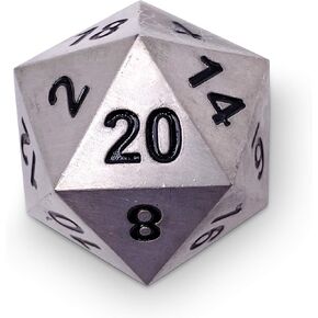 45mm Full Metal D20 Norse Foundry Aged Mithiral - The Boulder RPG D&D Polyhedral Dice
