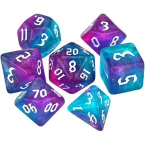 DND مجموعة النرد متعدد السطوح 7-Die نرد ثنائي اللون مجموعة D4 D6 D8 D10 D٪ D12 D20 للعبة الطاولة