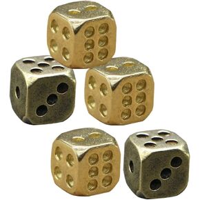 5Pcs Pure Copper dice Fancy 6 Sided dice Brass dice Unique 6 Sided dice Simple Small dicesdnd Stuff Board Game Antique dice Retro dice dice Silver dice d6 Vintage Accessories