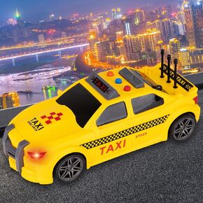 ArtCreativity Yellow Taxi Cab Toy - 9 Inch - Taxi Toy Car with Headlights for Kids - Sporty Design New York City Taxi Model with Realistic Sound Effects for Boys and Girls - Cool Toy Cars for Boys 3+