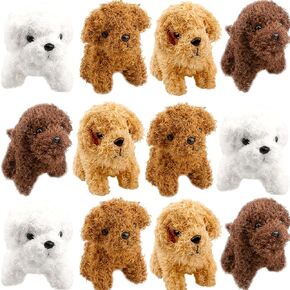 12 Pack 4.72 Inch Mini Teddy Dog Plush Stuffed Puppy Dog Animal Toy for Pendant Keychain Baby Shower Birthday Carnival Prizes Bag Fillers, 4 Colors (Puppy Dog Color 1)