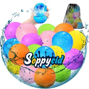 SOPPYCID 12pcs Reusable Water Balloons Pool Toys,Water Balloons for Kids,Refillable 2ater Balloons Silicone Magnetic Water Balloons Reusable Self Sealing Balls Outdoor Toys For Age 3+ Kids