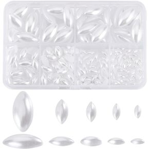 PH PandaHall 300Pcs 5 Sizes Pearl Cabochons Acrylic Horse Eye Flatback Pearls Gems for Cup Nails Crafts Shoes Hairband Scrapbooking Makeup Wedding Phone Case Making 6mm 8mm 10mm 12mm 20mm