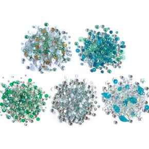 Buttons Galore Sparkletz Embellishments, Iridescent Diamonds, Half Pearls, Sequins & Seed Beads for Crafts, Scrapbooks, Card Making & Shaker Crafts-Ocean-50 Grams Total