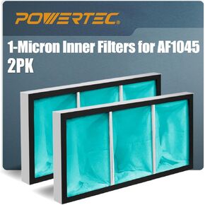 POWERTEC 1 Micron Inner Filters for WEN 3417/ POWERTEC AF1044, AF1045 Air Filtration Systems Woodworking, Replacement for WEN 3415AF1 Woodworking Air Filters, 2 pack (75019-P2)