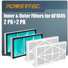 مرشحات داخلية POWERTEC 1 ميكرون لـ WEN 3417/ POWERTEC AF1044، AF1045 أنظمة تنقية الهواء للأعمال الخشبية، بديل لمرشحات هواء الأعمال الخشبية WEN 3415AF1، عبوتان (75019-P2)