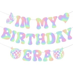 In My Birthday Era Banner, NO-DIY Glitter Popular Birthday Decorations Banner, Its A Girl Garland for Birthday Party Decorations, Per-strung Hot Laser Girls Birthday Banner