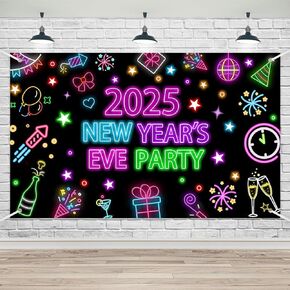 Lofaris Neon Happy Chinese New Year Banner – 70.8 x 43.3 Inch Colorful Glow Festival Party Decorations, Festive NYE Backdrop, Vibrant New Year Party Décor for 2024