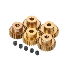 MECCANIXITY 5Pcs RC 48DP Motor Pinion Gear 3.175mm Shaft 22T/23T/24T/25T/26T Hardened Pinion Gears Aluminum for 1/10 1/12 RC Model Car, RC Motor