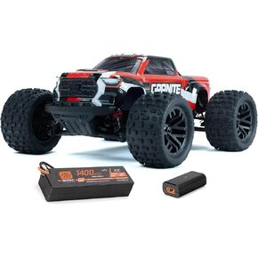 ARRMA RC Truck 1/18 Granite GROM MEGA 380 Brushed 4X4 Monster Truck RTR with Battery & Charger, Red, ARA2102T2