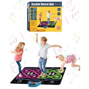 SUNLIN Upgraded 2-Player Dance Mat Toy Gift for Girls Boys 3 4 5 6 Years Old, Retro Arcade Dance Pad with Volume Control, Built-in Music, 3 Modes, Multiple Challenge Levels, Birthday Gift for Kid 3-12