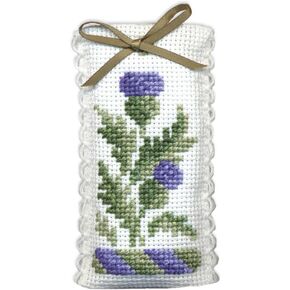 Textile Heritage Lavender Sachet Counted Cross Stitch Kit - Victorian Thistles