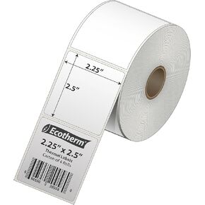 3" x 3" Thermal Labels | 4 Rolls | 2100 Labels | fits Zebra, Munbyn, Rollo, Godex, Arkscan, iDPRT, Offnova Thermal Label Printers and More | Blank White Adhesive Stickers by Ecotherm