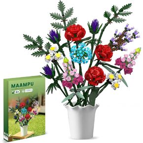 Artificial Flower Bouquet Building Kit - 1000 Piece Botanical Collection with Roses for Home Décor, Valentine's Day, Birthdays - Ideal for Adults, Women, Mothers, and Girls