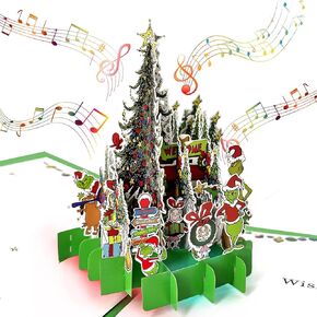 HigzYovn Christmas Pop Up Christmas Card Gift Cards Christmas Christmas Popup Cards Musical Christmas Cards with Lights for Whoville Christmas Decorations Whoville Decorations Holiday Decorations