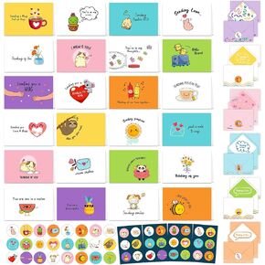 Decorably 24 Pack Funny Thinking of You Cards with Envelopes & Stickers, 24 Unique Designs Printed Message Funny Greeting Cards Thinking of You Greeting Cards, 6x4in Thinking of You Cards Funny Cards