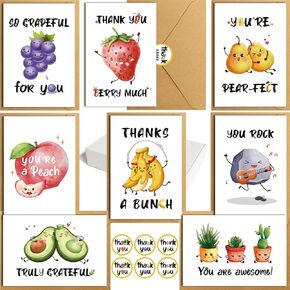 48 Funny Pun Thank You Cards with Envelopes And Stickers, Bulk Boxed Set Thank You Cards, 4 x 6 in,Thank You Note Cards for Wedding, Bridal & Baby Shower, Business, Graduation