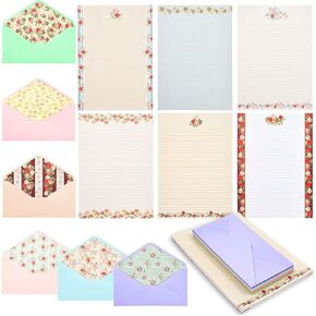 Paper Junkie 60 Sheets Vintage Floral Stationary with 30 Envelopes, Letter Writing Paper for Poems, Thank You Notes, Pen Pal, Scrapbook, Calligraphy (6 Designs, 10.2 x 7.25 In)